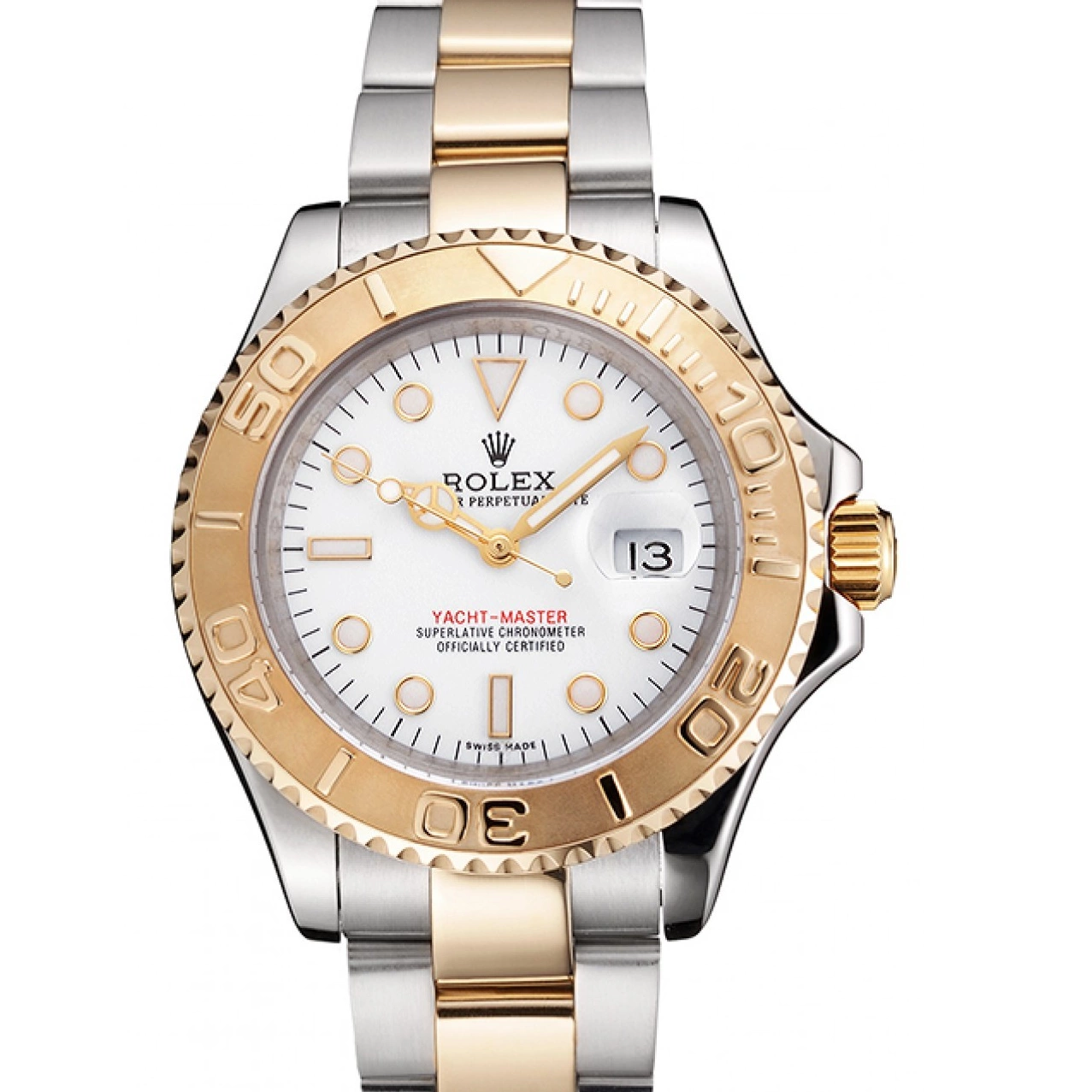 White Gold Yacht-Master Steel Two Dial Tone Stainless Bracelet Bezel Swiss Rolex Case 0608